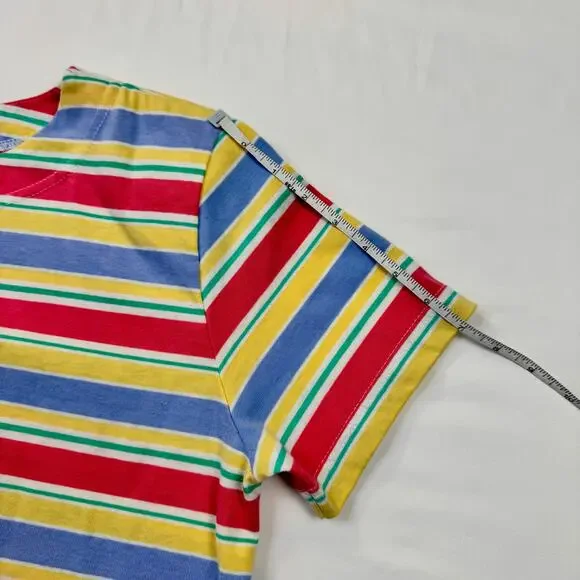 Jaclyn Smith Sport Multicolor Striped Tee Women’s Large 90s Skate Whimsy VTG - Picture 7 of 11